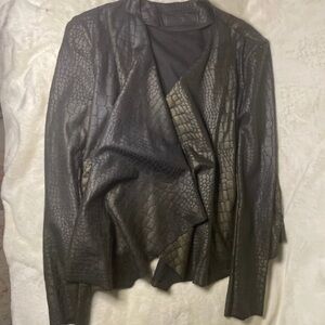 Blank NYC Black Crocodile Embossed Leather Jacket